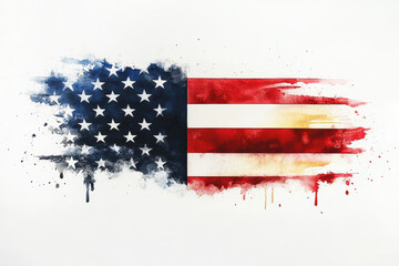 Close-Up of Watercolor American Flag