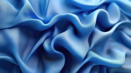 Obraz premium 3D render of an abstract background featuring a textured textile ruffle showcasing a close up of blue fabric in a wavy stylish design