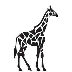 giraffe silhouette isolated on white black high quality vector logo pattern wildlife nature theme for print
