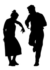 Couple of young guy and girl on white background