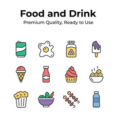 This icon set brings a mix of flavors of meal to life