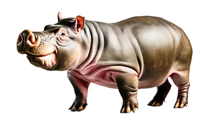Obraz premium Happy pygmy hippopotamus, isolated on a transparent background 