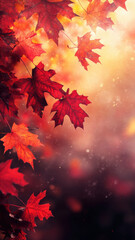 Blurred autumn background with maple leaves