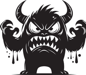 Scary Monster silhouette vector illustration isolated on a white background