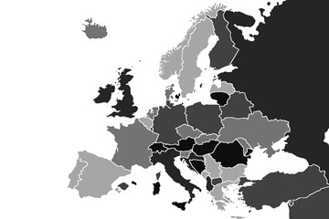 Detailed vector map of the Europe on white background for website, application, printing, document, poster design, etc. vector EPS10