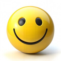 Fototapeta premium 3D Yellow Smiley Face Icon, Minimalist Design, Isolated on White