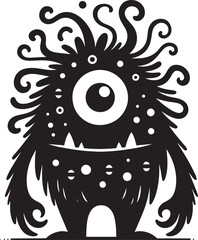 Scary Monster silhouette vector illustration isolated on a white background