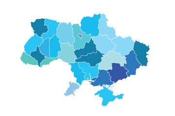 Map of ukraine with provinces. Vector illustration.