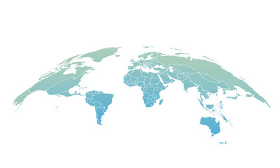Blue curved World map contours on white background. Made for world news and articles.