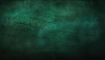 Obraz premium Elegant dark emerald green background with black shadow border and old vintage grunge texture design