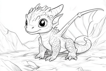 Coloring fun with a friendly baby dragon