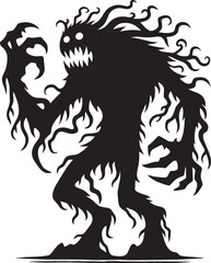 Scary Monster silhouette vector illustration isolated on a white background