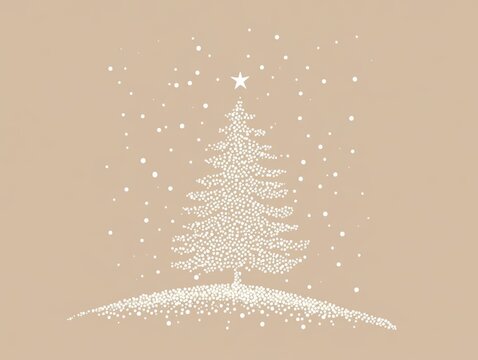 2408 45.A festive hand-drawn Christmas tree illustration formed by white dots, representing snow needles and creating a subtle, wintery effect. The minimalist design emphasizes the beauty of the