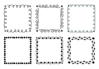 Hand Drawn Style Vector Frames on Black Colour