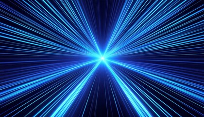 Abstract neon speed light background. Blue laser burst of energy. The effect of moving glowing lines.
