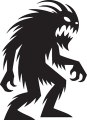 Scary Monster silhouette vector illustration isolated on a white background