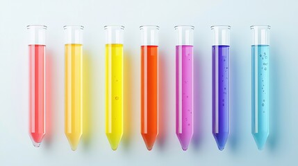 A colorful glass tube is filled with colored liquid and has a black background.