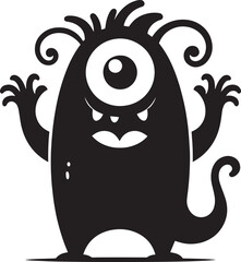 Scary Monster silhouette vector illustration isolated on a white background