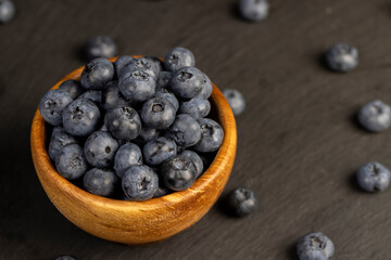 details of blueberries stacked in a bowl