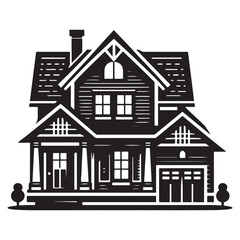 Modern house in continuous line art drawing style. Real estate House tree icon Illustration Brand company,