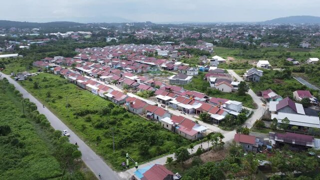 Aerial view of subsidized housing development in South Kalimantan