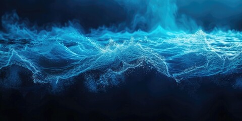 Ocean Graphic. Sound Wave in Ocean Depth, Abstract Blue Water in Underwater Scene