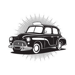 Vintage taxi silhouette vector illustration in white background