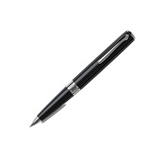 Elegant Black Ink Pen With Silver Clip Isolated On White Background