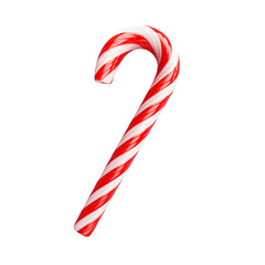 Red And White Candy Cane With Spiral Stripes On White Background