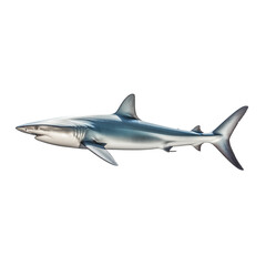 Obraz premium Realistic Gray Shark In Side Profile With Sharp Fins And Tail On White Background