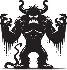 Scary Monster silhouette vector illustration isolated on a white background