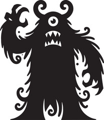 Scary Monster silhouette vector illustration isolated on a white background