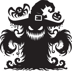 Scary Monster silhouette vector illustration isolated on a white background
