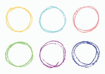 Hand-drawn black crayon ovals and circles,  hand-drawn Circle scribble marks or signs, Crayon or marker scribbles. Vector illustration