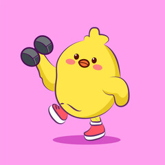 cute yellow chicken with a ball vector IIlustrations