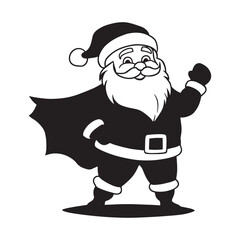 Superhero Santa silhouette vector illustration in white background