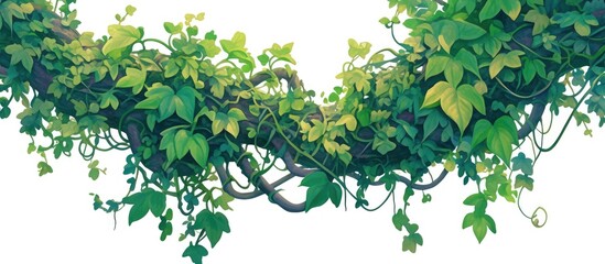 Obraz premium Painting of tangled wild liana jungle vines on a white background featuring a clipping path for easy integration