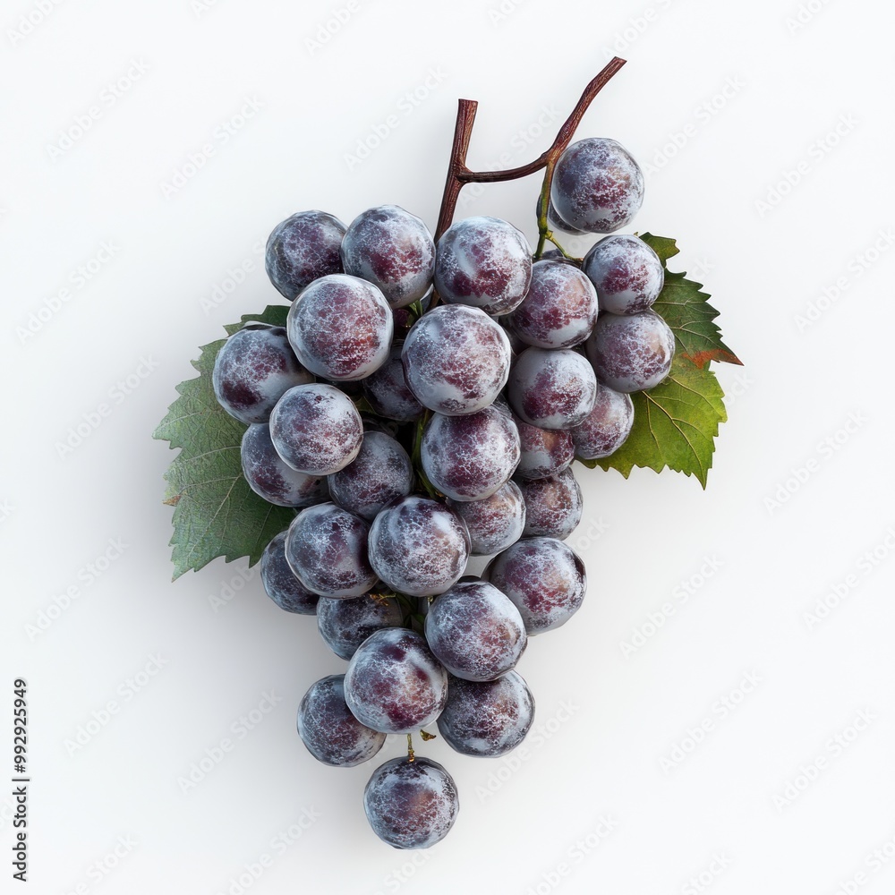 Wall mural A cluster of grapes with leaves, showcasing natural fruit.