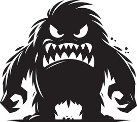 Scary Monster silhouette vector illustration isolated on a white background