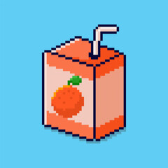 Pixel art Orange Juice Box game asset design