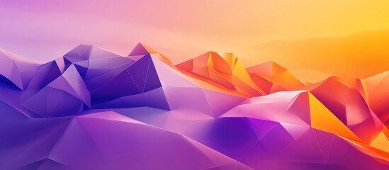 Low poly abstract background featuring a modern gradient in orange and violet tones on a 3D surface