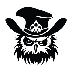 Image Portrait owl in a pirate hat. Vector illustration