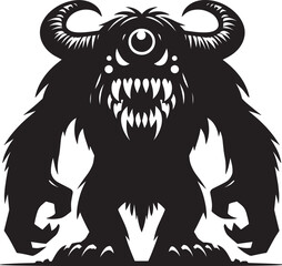 Scary Monster silhouette vector illustration isolated on a white background