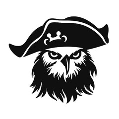 Image Portrait owl in a pirate hat. Vector illustration , pirate owl