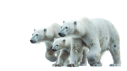 Fototapeta premium Family of Polar Bears Walking on Ice