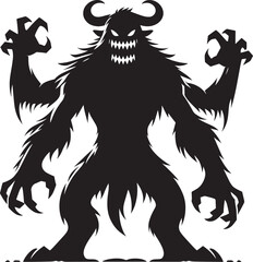 Scary Monster silhouette vector illustration isolated on a white background