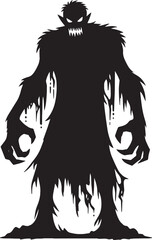 Scary Monster silhouette vector illustration isolated on a white background