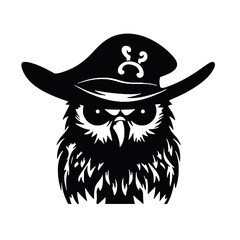 Image Portrait owl in a pirate hat. Vector illustration , pirate owl