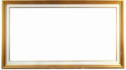 Golden rectangular frame in retro style on a white background
