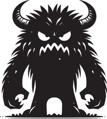 Scary Monster silhouette vector illustration isolated on a white background